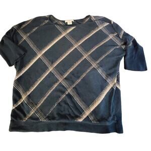 Liz claiborne woman 1X blue, silver short sleeve top